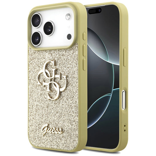 Ovitek za Apple iPhone 17 Pro, Guess, Fixed Glitter Big 4G, Zlat