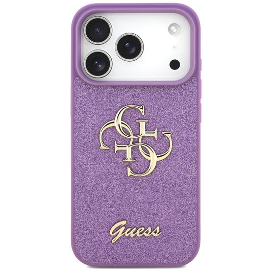 Ovitek za Apple iPhone 17 Pro, Guess, Fixed Glitter Big 4G, Vijolična