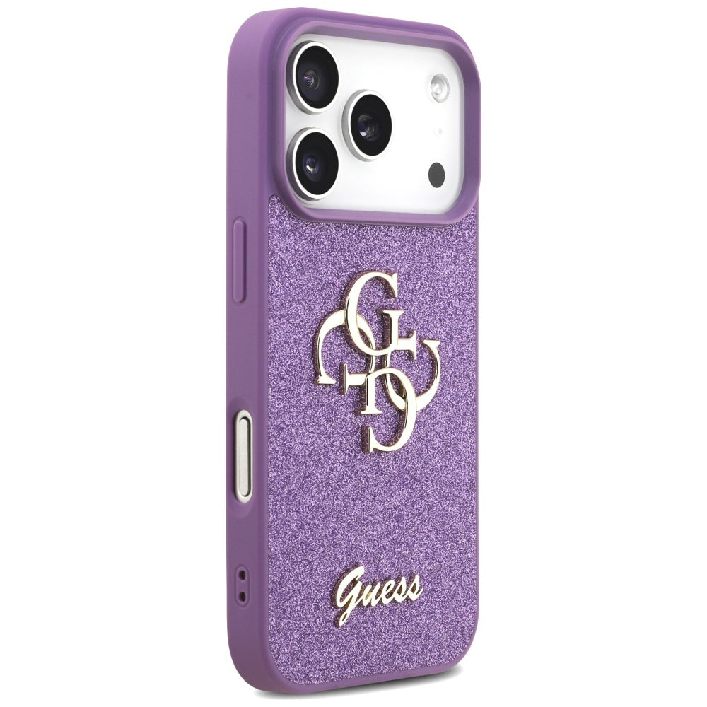 Ovitek za Apple iPhone 17 Pro, Guess, Fixed Glitter Big 4G, Vijolična