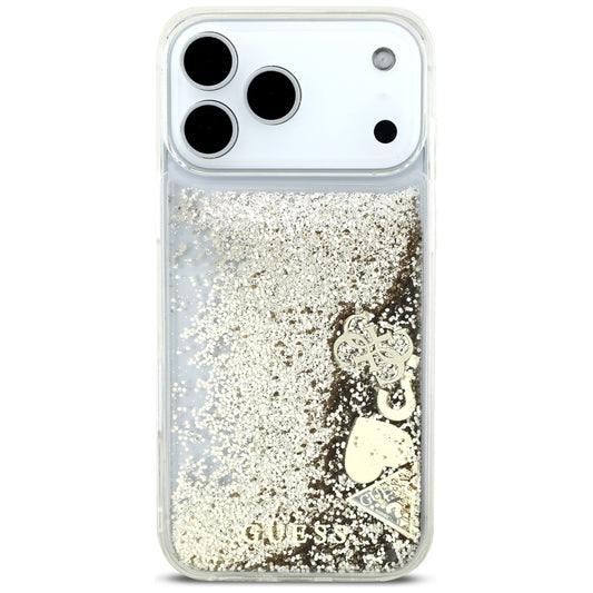 Ovitek za Apple iPhone 17 Pro, Guess, Liquid Glitter Charms, Zlata