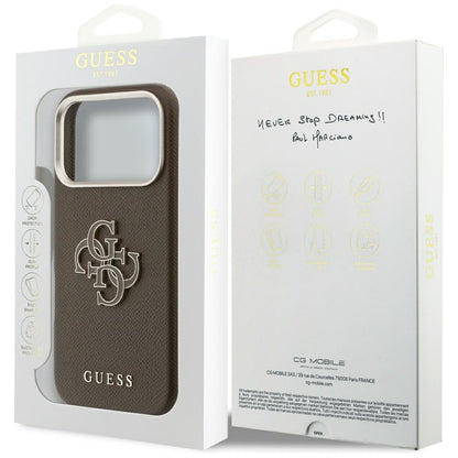 Ovitek za Apple iPhone 17 Pro, GUESS, Resin Logo, Rjava