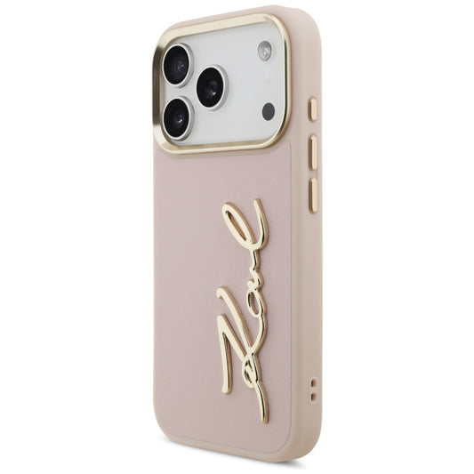 Ovitek za Apple iPhone 17 Pro, Karl Lagerfeld, Script Logo, Roza