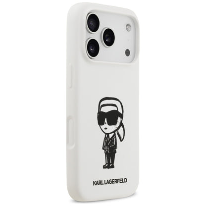 Ovitek za Apple iPhone 17 Pro, Karl Lagerfeld, Sketch and Logo Karl, Bela