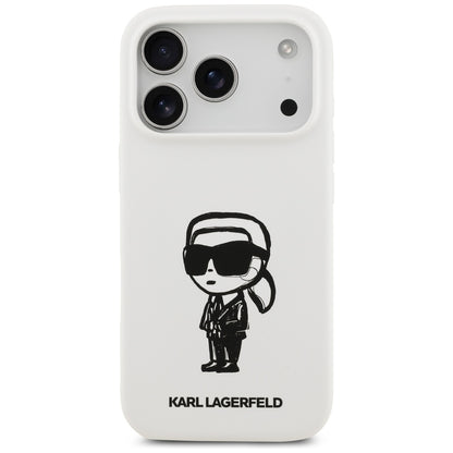 Ovitek za Apple iPhone 17 Pro, Karl Lagerfeld, Sketch and Logo Karl, Bela