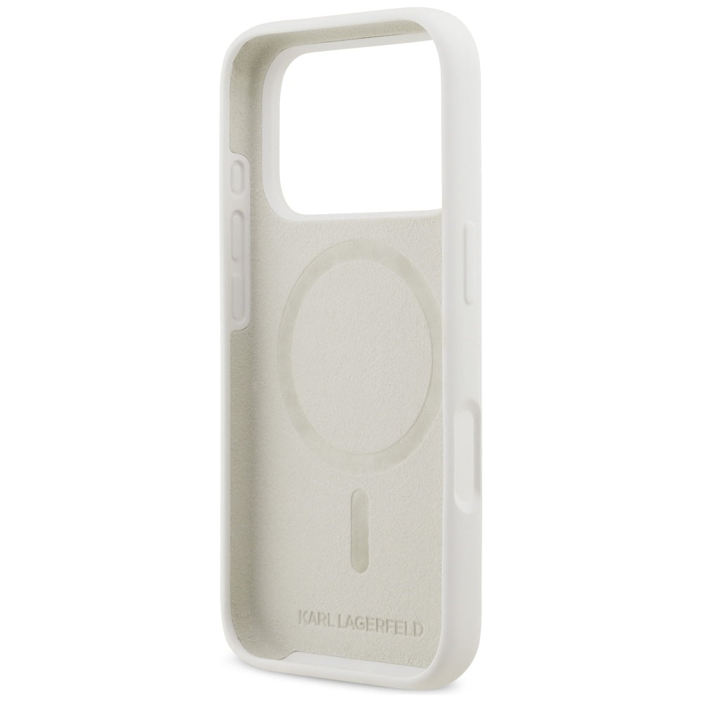 Ovitek za Apple iPhone 17 Pro, Karl Lagerfeld, Sketch and Logo Karl, Bela