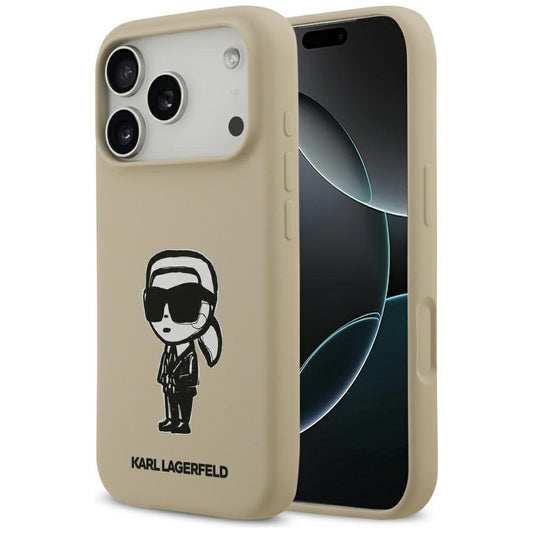 Ovitek za Apple iPhone 17 Pro, Karl Lagerfeld, Sketch and Logo Karl, Rjava
