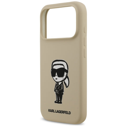 Ovitek za Apple iPhone 17 Pro, Karl Lagerfeld, Sketch and Logo Karl, Rjava