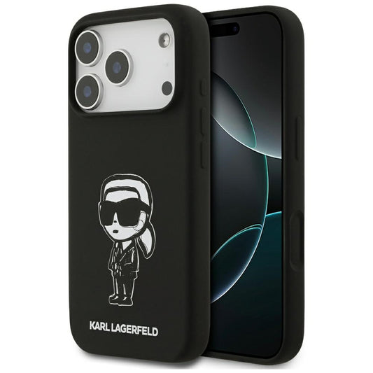 Ovitek za Apple iPhone 17 Pro, Karl Lagerfeld, Sketch and Logo Karl, Črna