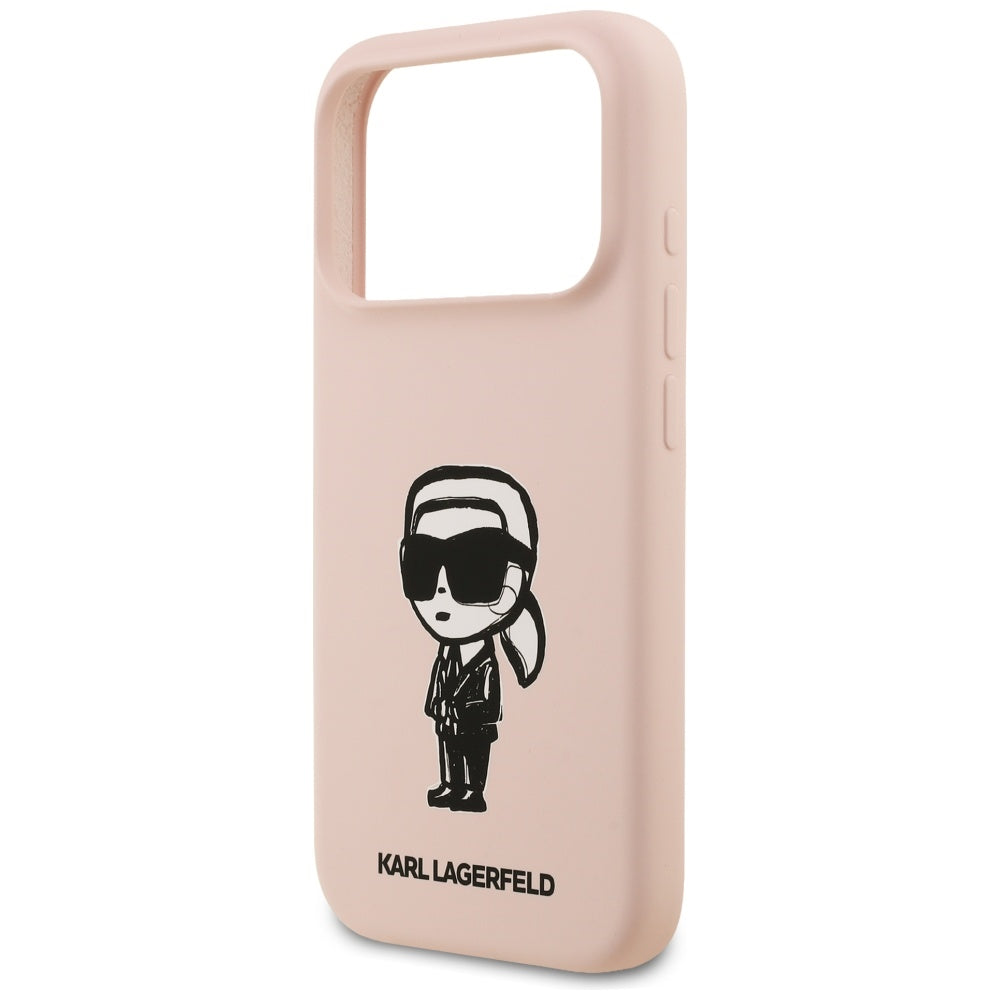Ovitek za Apple iPhone 17 Pro, Karl Lagerfeld, Sketch and Logo Karl, Roza