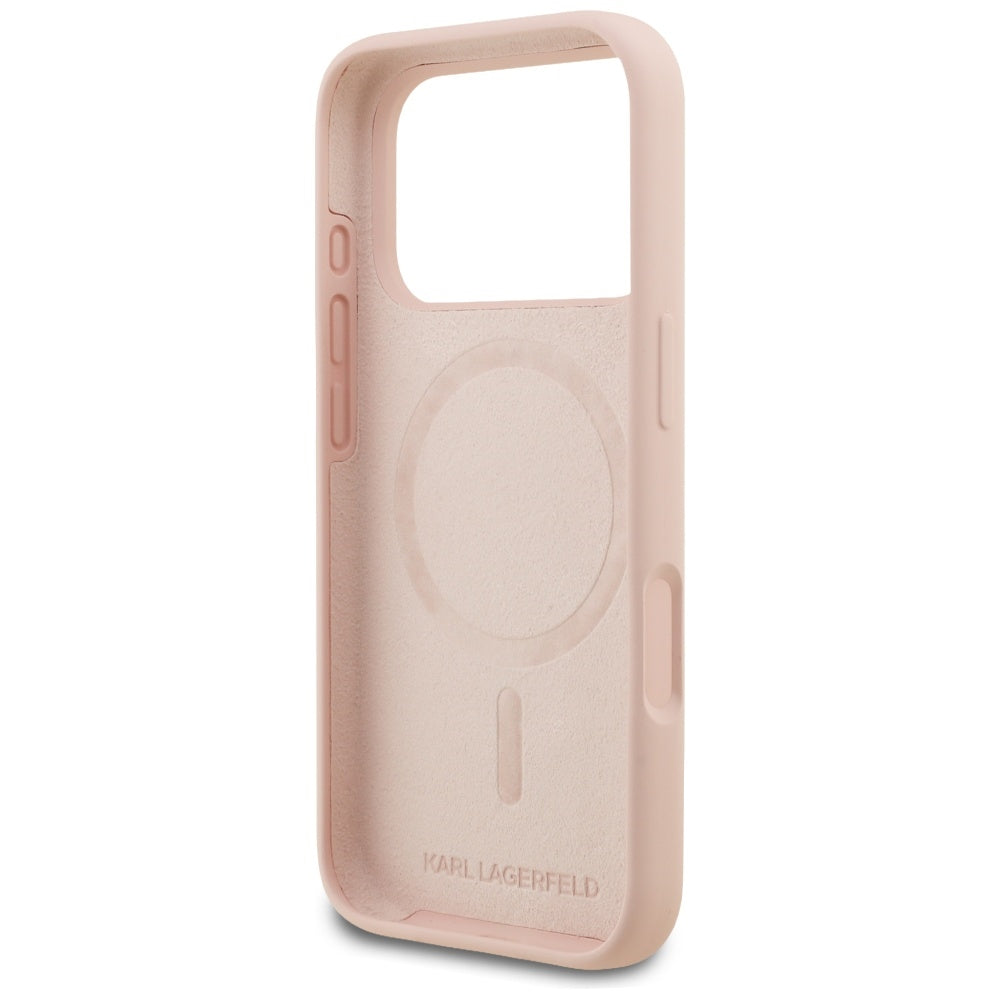 Ovitek za Apple iPhone 17 Pro, Karl Lagerfeld, Sketch and Logo Karl, Roza