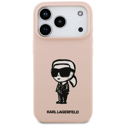 Ovitek za Apple iPhone 17 Pro, Karl Lagerfeld, Sketch and Logo Karl, Roza
