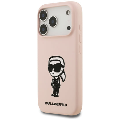 Ovitek za Apple iPhone 17 Pro, Karl Lagerfeld, Sketch and Logo Karl, Roza