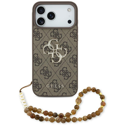 Ovitek za Apple iPhone 17 Pro Max, Guess, 4G Classic Logo with Pearl Strap, rjava