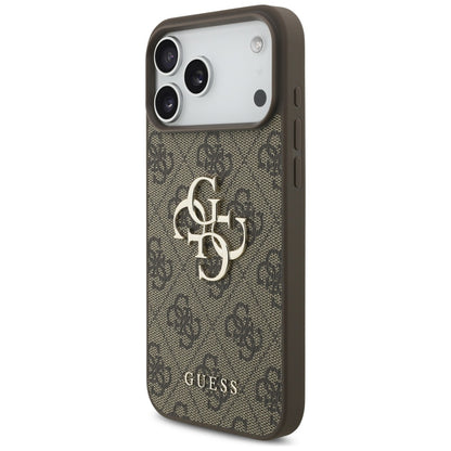 Ovitek za Apple iPhone 17 Pro Max, Guess, 4G Classic Logo with Pearl Strap, rjava