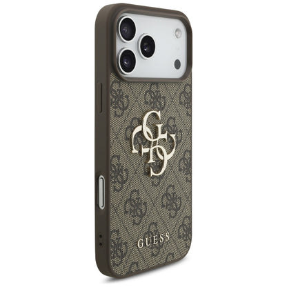 Ovitek za Apple iPhone 17 Pro Max, Guess, 4G Classic Logo with Pearl Strap, rjava