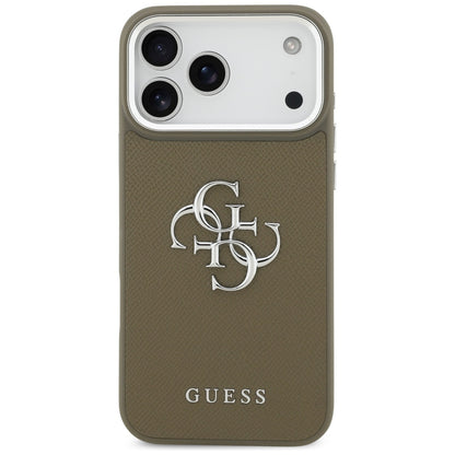 Ovitek za Apple iPhone 17 Pro Max, Guess, 4G Grained Big And Classic Logo, Srebrno rjava
