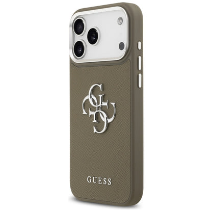 Ovitek za Apple iPhone 17 Pro Max, Guess, 4G Grained Big And Classic Logo, Srebrno rjava