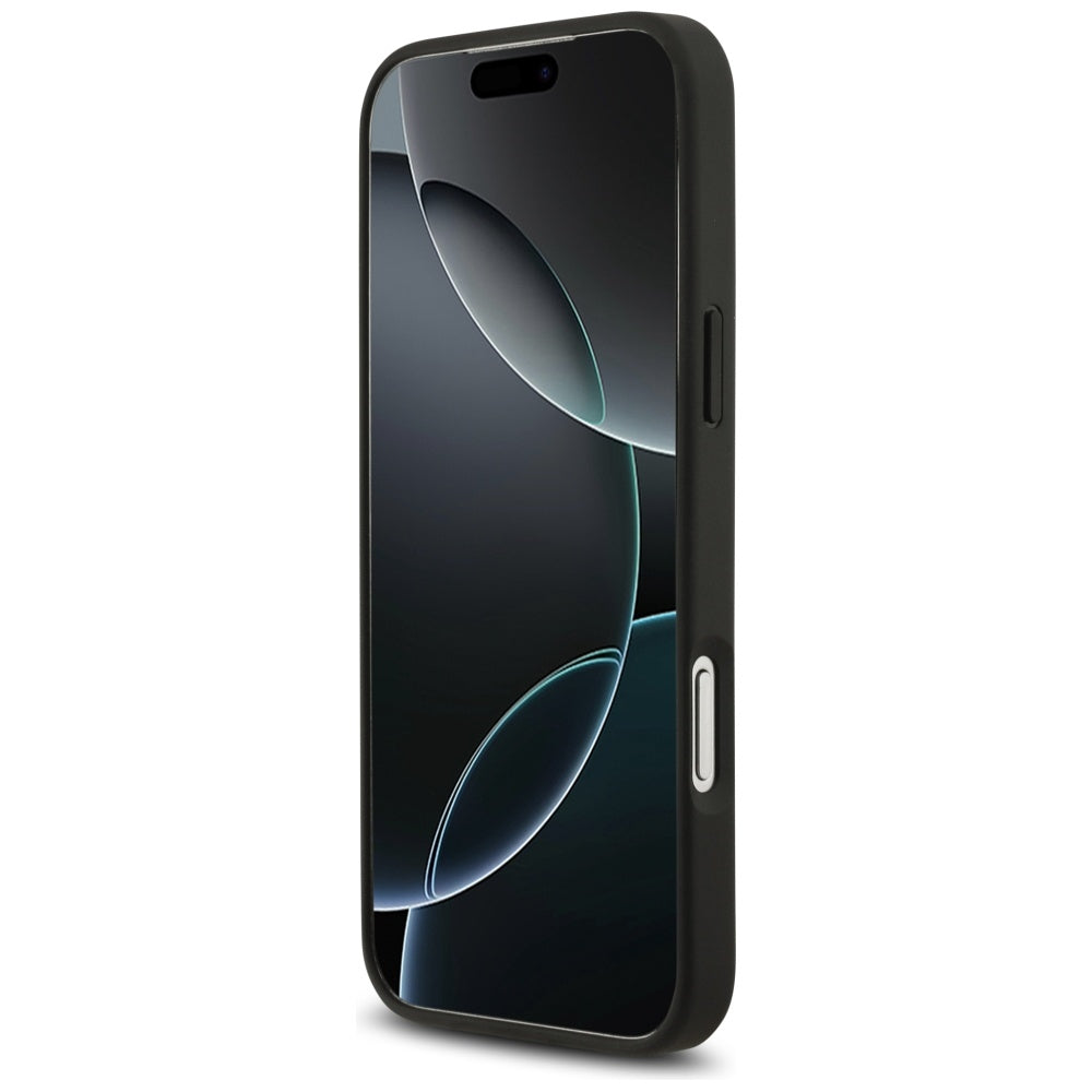 Ovitek za Apple iPhone 17 Pro Max, Guess, 4G Ring Stand, črn