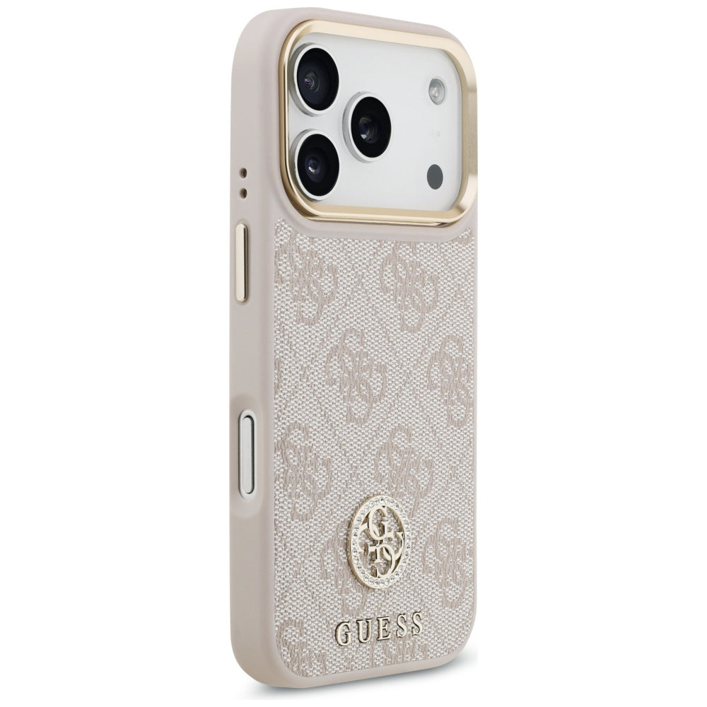 Ovitek za Apple iPhone 17 Pro Max, Guess, 4G Strass Logo and Big Strap, Roza