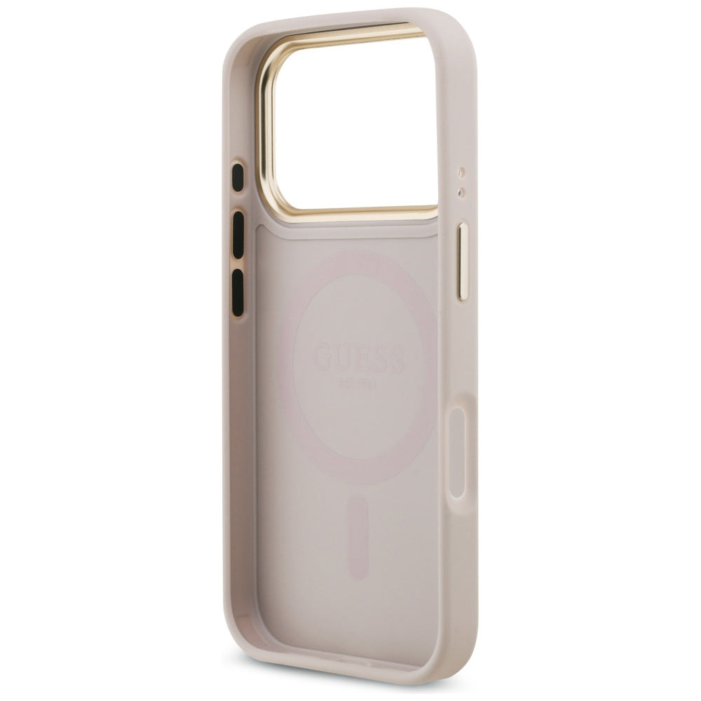 Ovitek za Apple iPhone 17 Pro Max, Guess, 4G Strass Logo and Big Strap, Roza