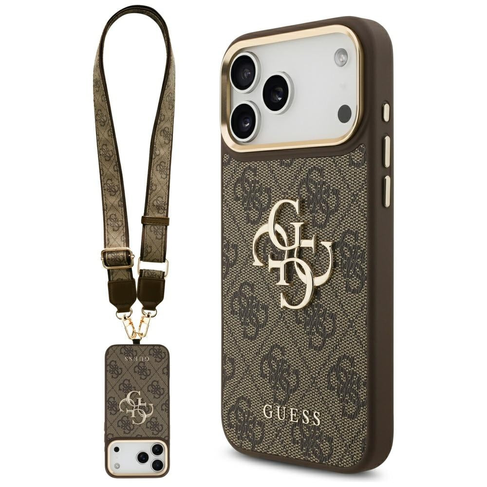 Ovitek za Apple iPhone 17 Pro Max, Guess, Big 4G Classic Logo with Big Strap, rjava