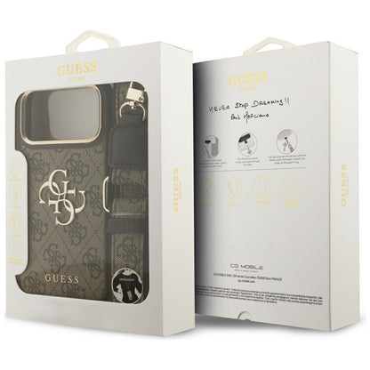 Ovitek za Apple iPhone 17 Pro Max, Guess, Big 4G Classic Logo with Big Strap, rjava