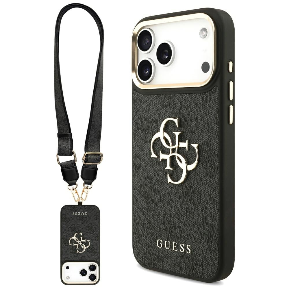 Ovitek za Apple iPhone 17 Pro Max, Guess, Big 4G Classic Logo with Big Strap, črn