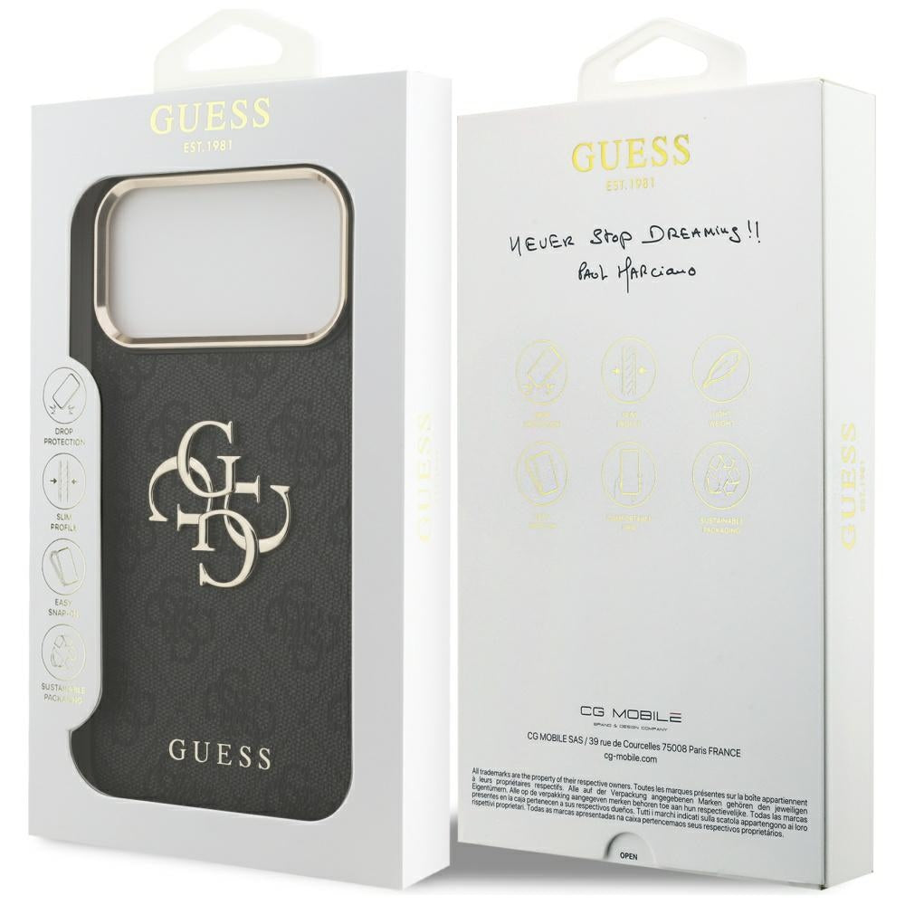 Ovitek za Apple iPhone 17 Pro Max, Guess, Big 4G Logo Classic, Črno Zlat