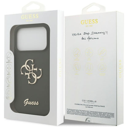 Ovitek za Apple iPhone 17 Pro Max, Guess, Big 4G Script, Kaki