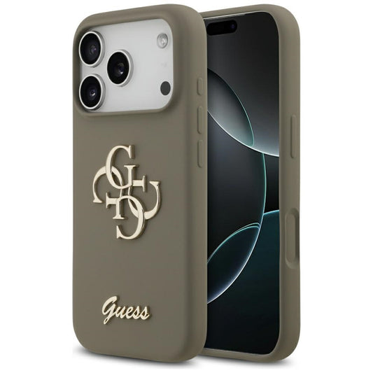Ovitek za Apple iPhone 17 Pro Max, Guess, Big 4G Script, Rjava