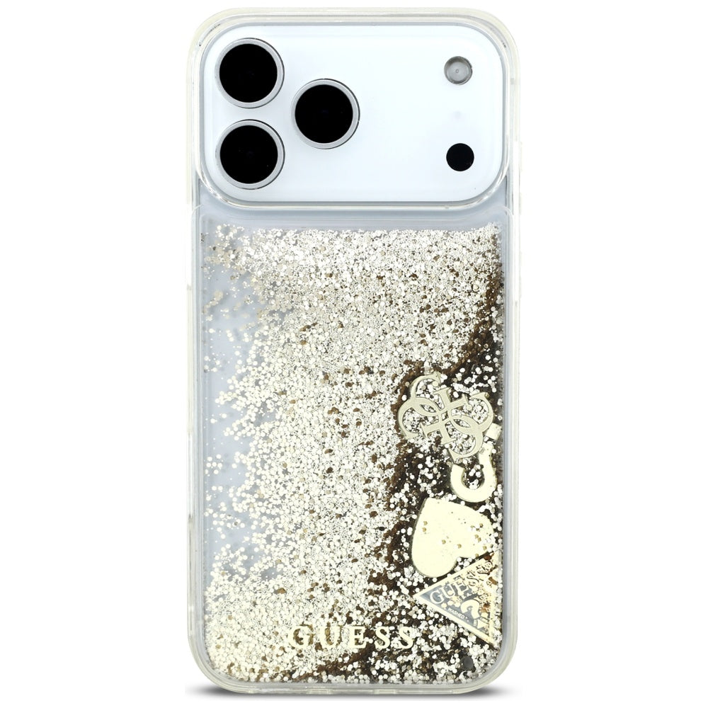 Ovitek za Apple iPhone 17 Pro Max, Guess, Liquid Glitter Charms, Zlata