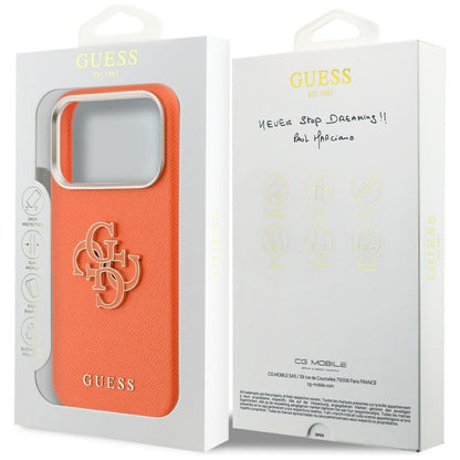 Ovitek za Apple iPhone 17 Pro Max, GUESS, Resin Logo, Oranžen