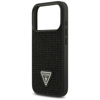 Ovitek za Apple iPhone 17 Pro Max, Guess, Rhinestone Triangle Logo, črn