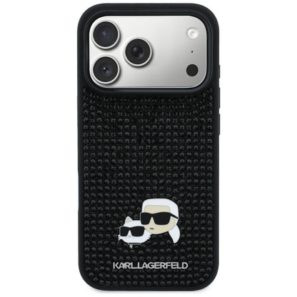 Ovitek za Apple iPhone 17 Pro Max, Karl Lagerfeld, Rhinestone Karl & Choupette Pins, črn