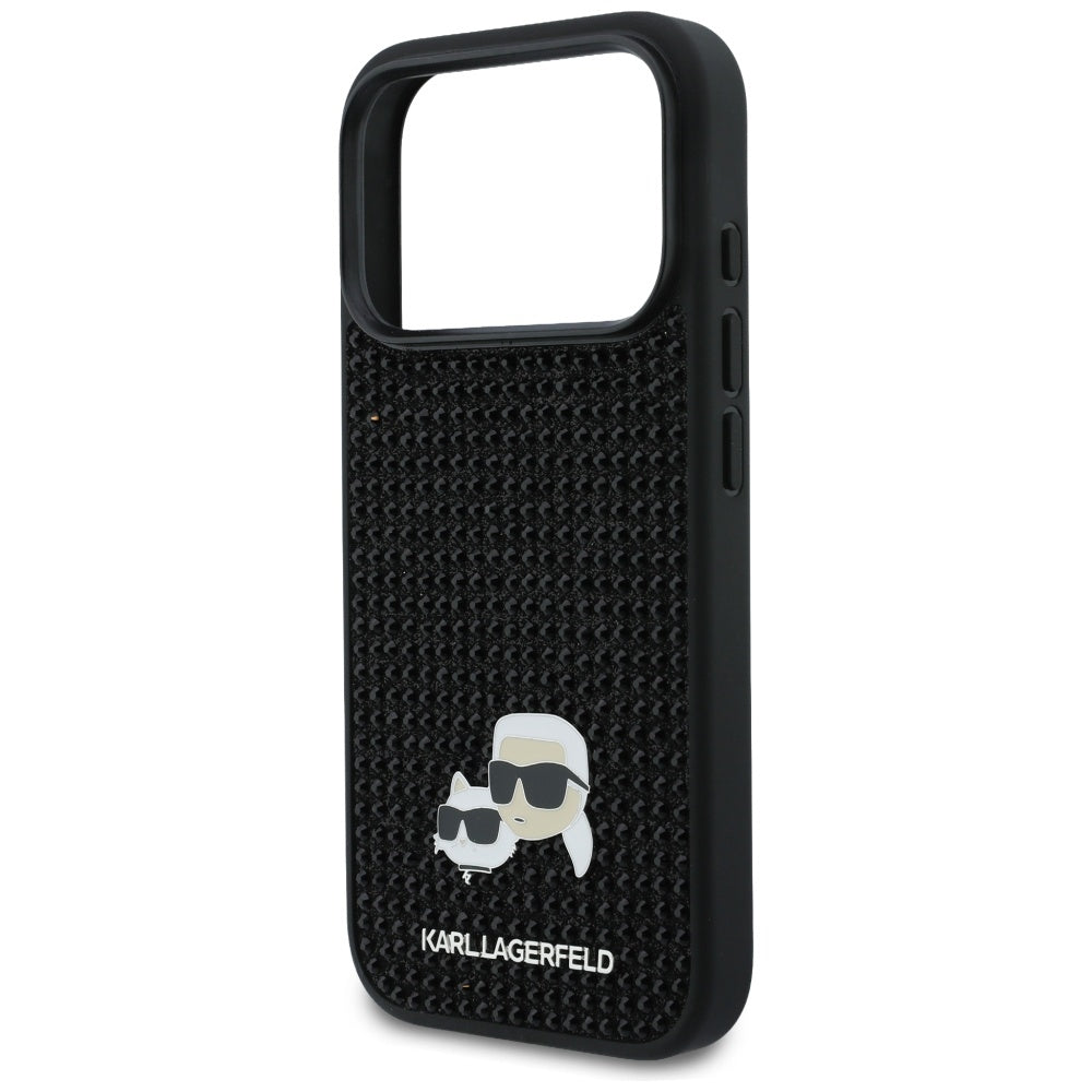 Ovitek za Apple iPhone 17 Pro Max, Karl Lagerfeld, Rhinestone Karl & Choupette Pins, črn