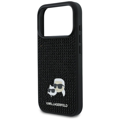 Ovitek za Apple iPhone 17 Pro Max, Karl Lagerfeld, Rhinestone Karl & Choupette Pins, črn