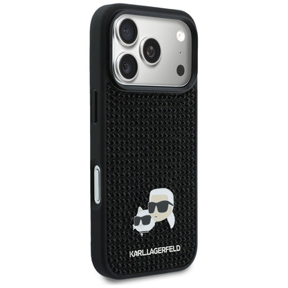 Ovitek za Apple iPhone 17 Pro Max, Karl Lagerfeld, Rhinestone Karl & Choupette Pins, črn