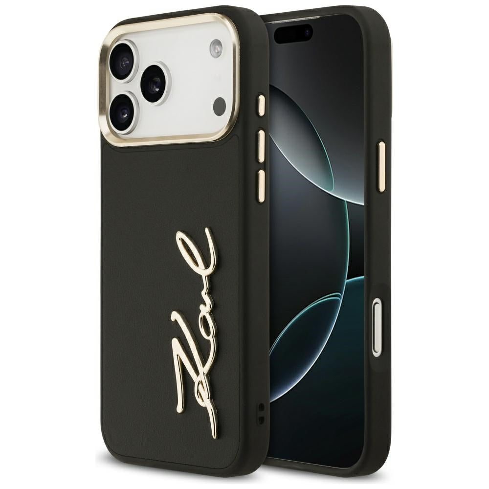 Ovitek za Apple iPhone 17 Pro Max, Karl Lagerfeld, Script Logo, Črna