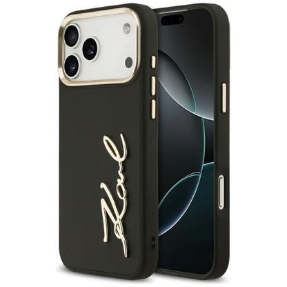 Ovitek za Apple iPhone 17 Pro Max, Karl Lagerfeld, Script Logo, Črna
