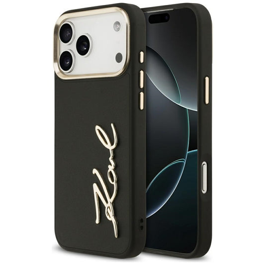 Ovitek za Apple iPhone 17 Pro Max, Karl Lagerfeld, Script Logo, Črna