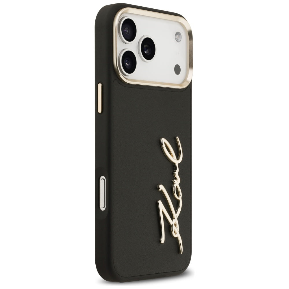 Ovitek za Apple iPhone 17 Pro Max, Karl Lagerfeld, Script Logo, Črna