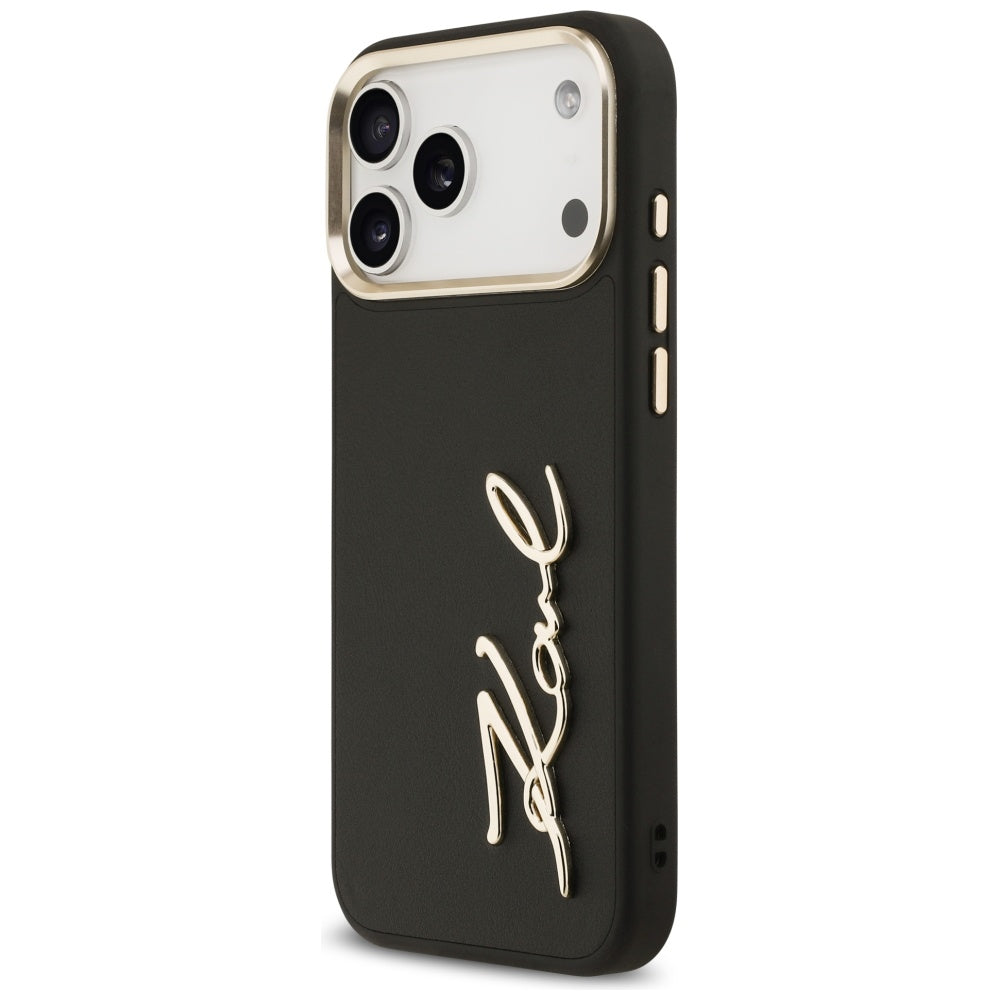 Ovitek za Apple iPhone 17 Pro Max, Karl Lagerfeld, Script Logo, Črna