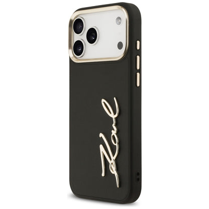 Ovitek za Apple iPhone 17 Pro Max, Karl Lagerfeld, Script Logo, Črna