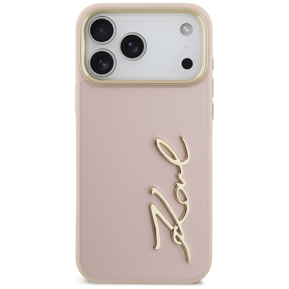 Ovitek za Apple iPhone 17 Pro Max, Karl Lagerfeld, Script Logo, Roza