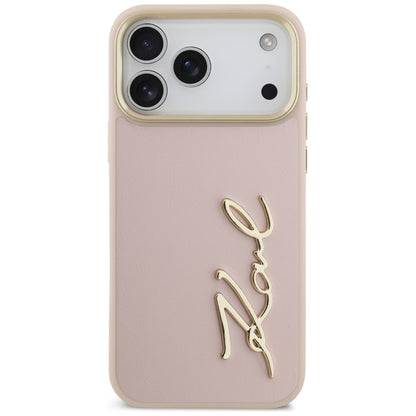 Ovitek za Apple iPhone 17 Pro Max, Karl Lagerfeld, Script Logo, Roza