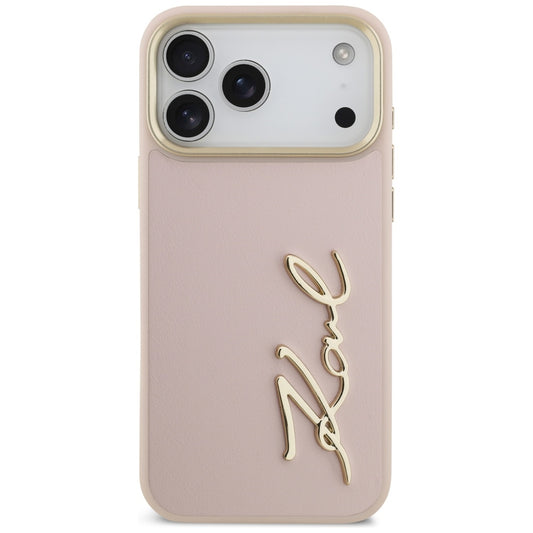 Ovitek za Apple iPhone 17 Pro Max, Karl Lagerfeld, Script Logo, Roza