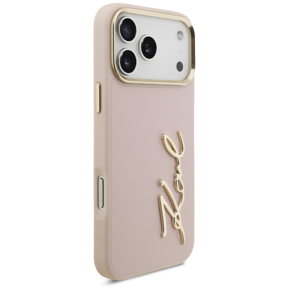 Ovitek za Apple iPhone 17 Pro Max, Karl Lagerfeld, Script Logo, Roza