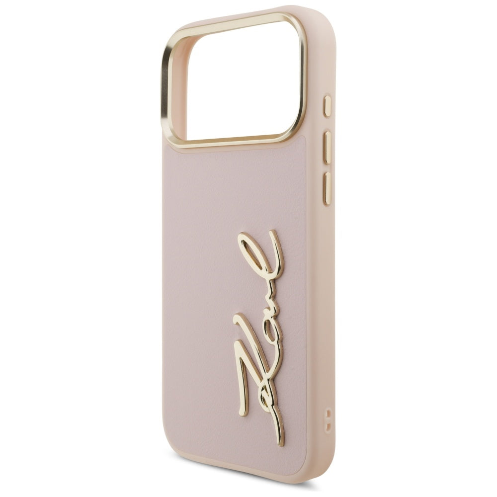 Ovitek za Apple iPhone 17 Pro Max, Karl Lagerfeld, Script Logo, Roza