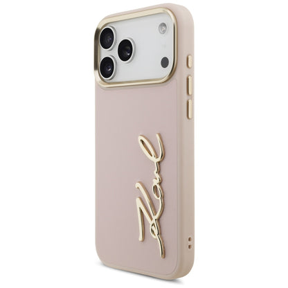 Ovitek za Apple iPhone 17 Pro Max, Karl Lagerfeld, Script Logo, Roza