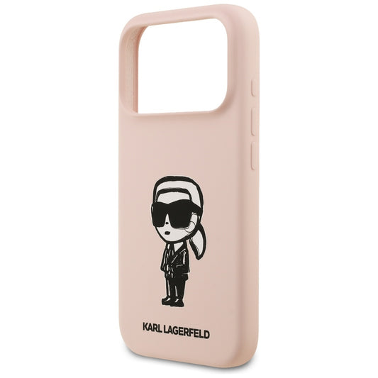 Ovitek za Apple iPhone 17 Pro Max, Karl Lagerfeld, Sketch and Logo Karl, roza
